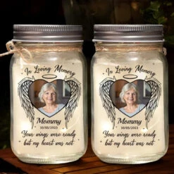 Custom Photo Forever In Our Hearts - Memorial Personalized Custom Mason Jar Light - Sympathy Gift For Family Members -Pawfect House Store 6662be6e7c9db