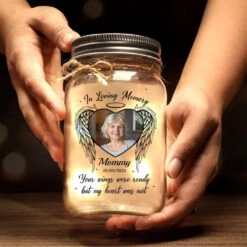 Custom Photo Forever In Our Hearts - Memorial Personalized Custom Mason Jar Light - Sympathy Gift For Family Members -Pawfect House Store 6662be6fb92a5