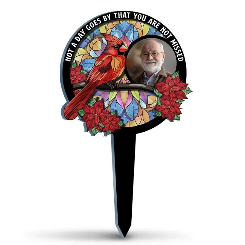 Custom Photo We're Always With You - Memorial Personalized Custom Stain Glass Style Acrylic Garden Stake - Sympathy Gift For Family Members 1 Custom Photo We're Always With You - Memorial Personalized Custom Stain Glass Style Acrylic Garden Stake - Sympathy Gift For Family Members