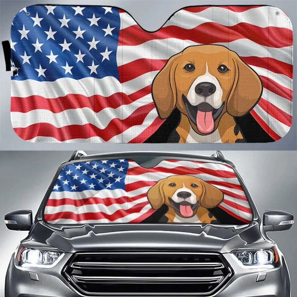 God Bless America - Dog & Cat Personalized Custom Auto Windshield Sunshade, Car Window Protector - 4th Of July, Gift For Pet Owners, Pet Lovers 1 God Bless America - Dog & Cat Personalized Custom Auto Windshield Sunshade, Car Window Protector - 4th Of July, Gift For Pet Owners, Pet Lovers