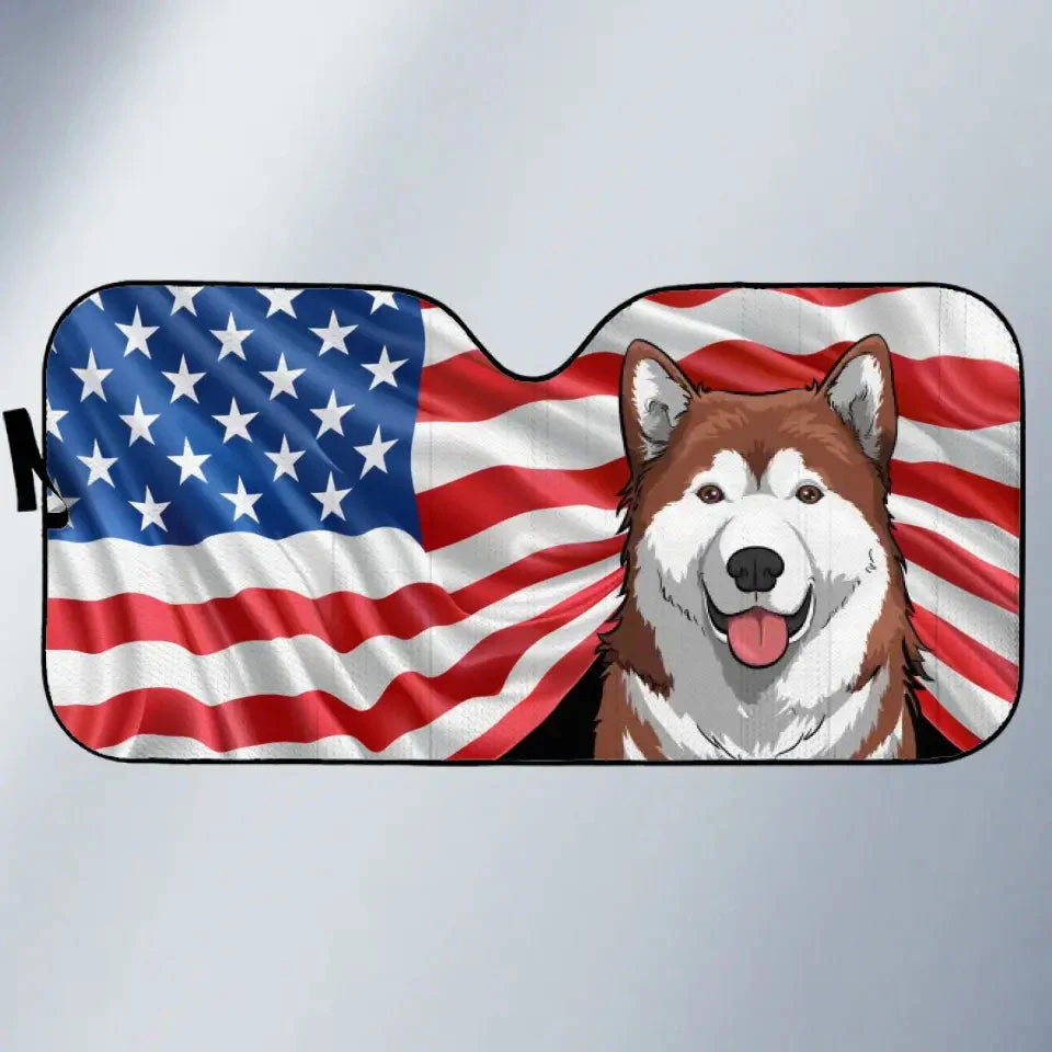 God Bless America - Dog & Cat Personalized Custom Auto Windshield Sunshade, Car Window Protector - 4th Of July, Gift For Pet Owners, Pet Lovers 2 God Bless America - Dog & Cat Personalized Custom Auto Windshield Sunshade, Car Window Protector - 4th Of July, Gift For Pet Owners, Pet Lovers - Image 2