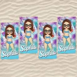 Summer Vibe - Bestie Personalized Custom Beach Towel - Summer Vacation Gift, Birthday Pool Party Gift For Best Friends, BFF, Sisters -Pawfect House Store 66668c8311d92