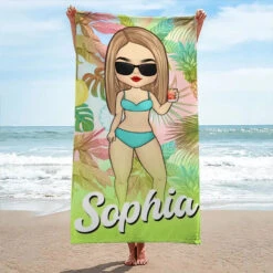 Summer Vibe - Bestie Personalized Custom Beach Towel - Summer Vacation Gift, Birthday Pool Party Gift For Best Friends, BFF, Sisters -Pawfect House Store 66668ea21c826