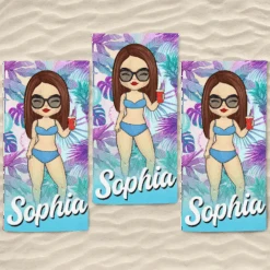 Summer Vibe - Bestie Personalized Custom Beach Towel - Summer Vacation Gift, Birthday Pool Party Gift For Best Friends, BFF, Sisters -Pawfect House Store 66668ebc94154