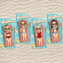 Summertime Is Calling Us - Bestie Personalized Custom Beach Towel - Summer Vacation Gift, Birthday Pool Party Gift For Best Friends, BFF, Sisters -Pawfect House Store 666695d16d1a8