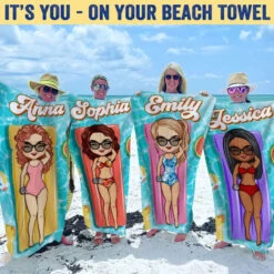 Summertime Is Calling Us - Bestie Personalized Custom Beach Towel - Summer Vacation Gift, Birthday Pool Party Gift For Best Friends, BFF, Sisters -Pawfect House Store 666696e2753a7