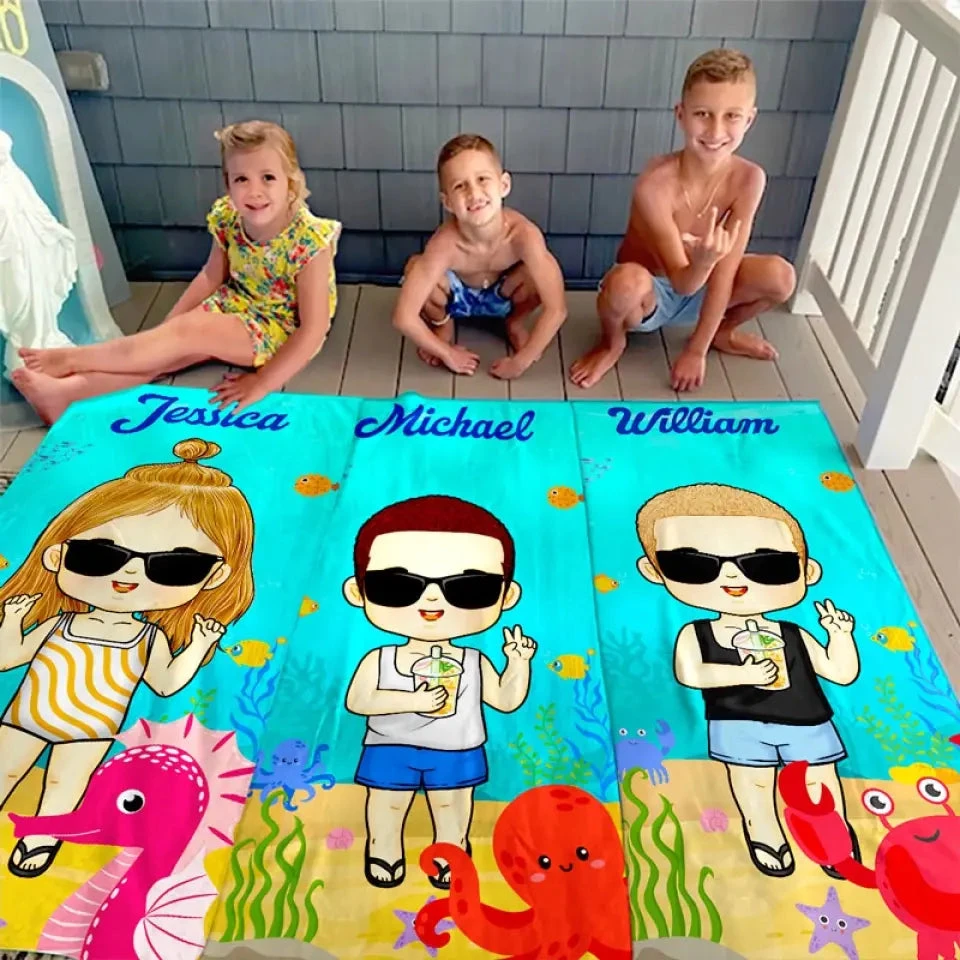 Summer, Beach, Pool, Travel - Family Personalized Custom Beach Towel - Summer Vacation Gift, Birthday Pool Party Gift For Family Members 1 Summer, Beach, Pool, Travel - Family Personalized Custom Beach Towel - Summer Vacation Gift, Birthday Pool Party Gift For Family Members