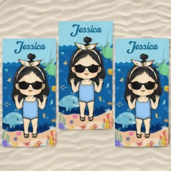 Summer, Beach, Pool, Travel And Kid - Family Personalized Custom Beach Towel - Summer Vacation Gift, Birthday Pool Party Gift For Family Members -Pawfect House Store 666904a03e498