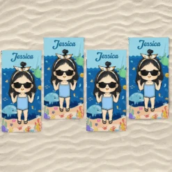 Summer, Beach, Pool, Travel And Kid - Family Personalized Custom Beach Towel - Summer Vacation Gift, Birthday Pool Party Gift For Family Members -Pawfect House Store 666904b386b87