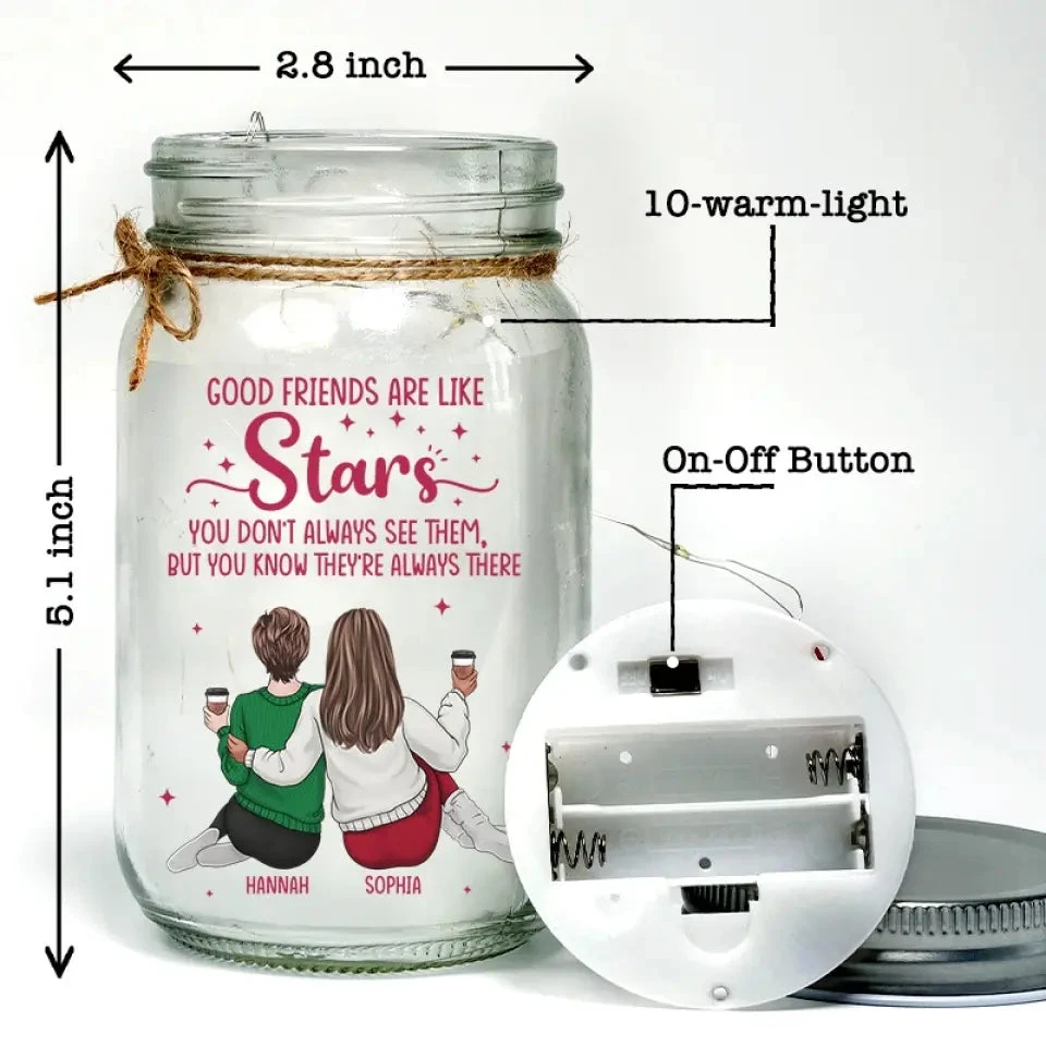 There Are Friends That Become Family - Bestie Personalized Custom Mason Jar Light - Gift For Best Friends, BFF, Sisters, Coworkers 5 There Are Friends That Become Family - Bestie Personalized Custom Mason Jar Light - Gift For Best Friends, BFF, Sisters, Coworkers - Image 5