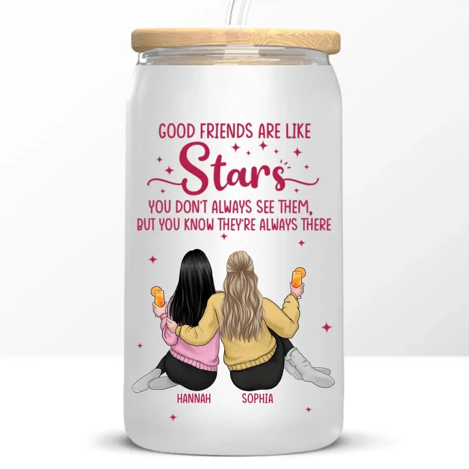 Good Friends Are Like Stars - Bestie Personalized Custom Glass Cup, Iced Coffee Cup - Summer Vacation Gift For Best Friends, BFF, Sisters 6 Good Friends Are Like Stars - Bestie Personalized Custom Glass Cup, Iced Coffee Cup - Summer Vacation Gift For Best Friends, BFF, Sisters - Image 6