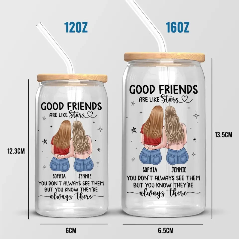 Friends Become Our Chosen Family - Bestie Personalized Custom Glass Cup, Iced Coffee Cup - Gift For Best Friends, BFF, Sisters 5 Friends Become Our Chosen Family - Bestie Personalized Custom Glass Cup, Iced Coffee Cup - Gift For Best Friends, BFF, Sisters - Image 5