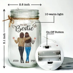 You Stand By My Side In My Ups And Downs - Bestie Personalized Custom Mason Jar Light - Gift For Best Friends, BFF, Sisters -Pawfect House Store 666a574c59480