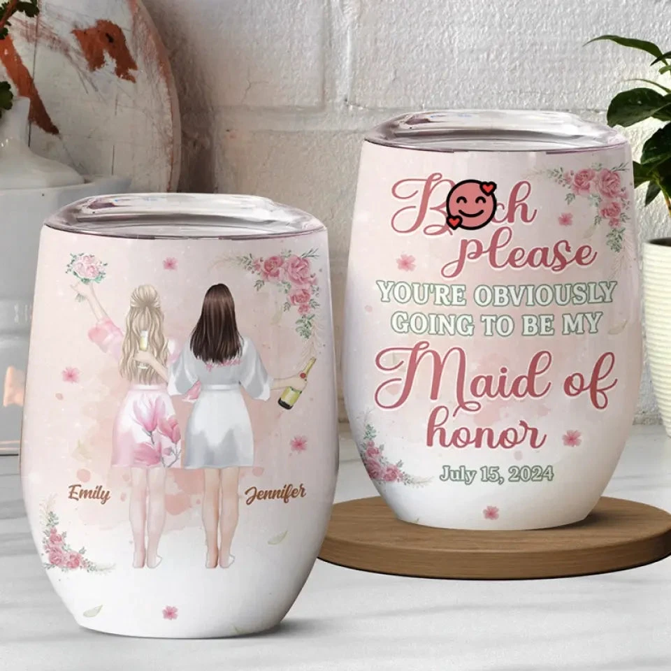 Soulmates For Life - Bestie Personalized Custom Wine Tumbler - Wedding Gift, Bridesmaid Gift For Best Friends, BFF, Sisters 1 Soulmates For Life - Bestie Personalized Custom Wine Tumbler - Wedding Gift, Bridesmaid Gift For Best Friends, BFF, Sisters