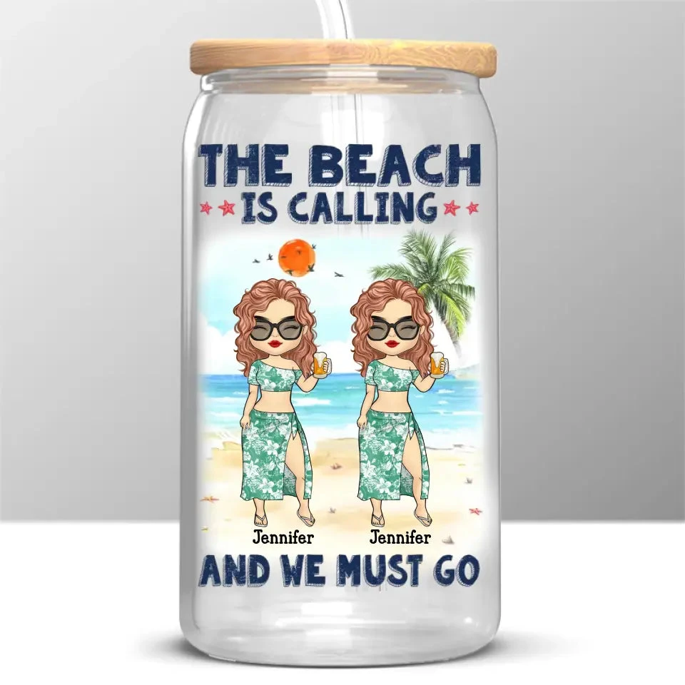 Friends Who Travel Together, Stay Together - Bestie Personalized Custom Glass Cup, Iced Coffee Cup - Summer Vacation Gift For Best Friends, BFF, Sisters 2 Friends Who Travel Together, Stay Together - Bestie Personalized Custom Glass Cup, Iced Coffee Cup - Summer Vacation Gift For Best Friends, BFF, Sisters - Image 2
