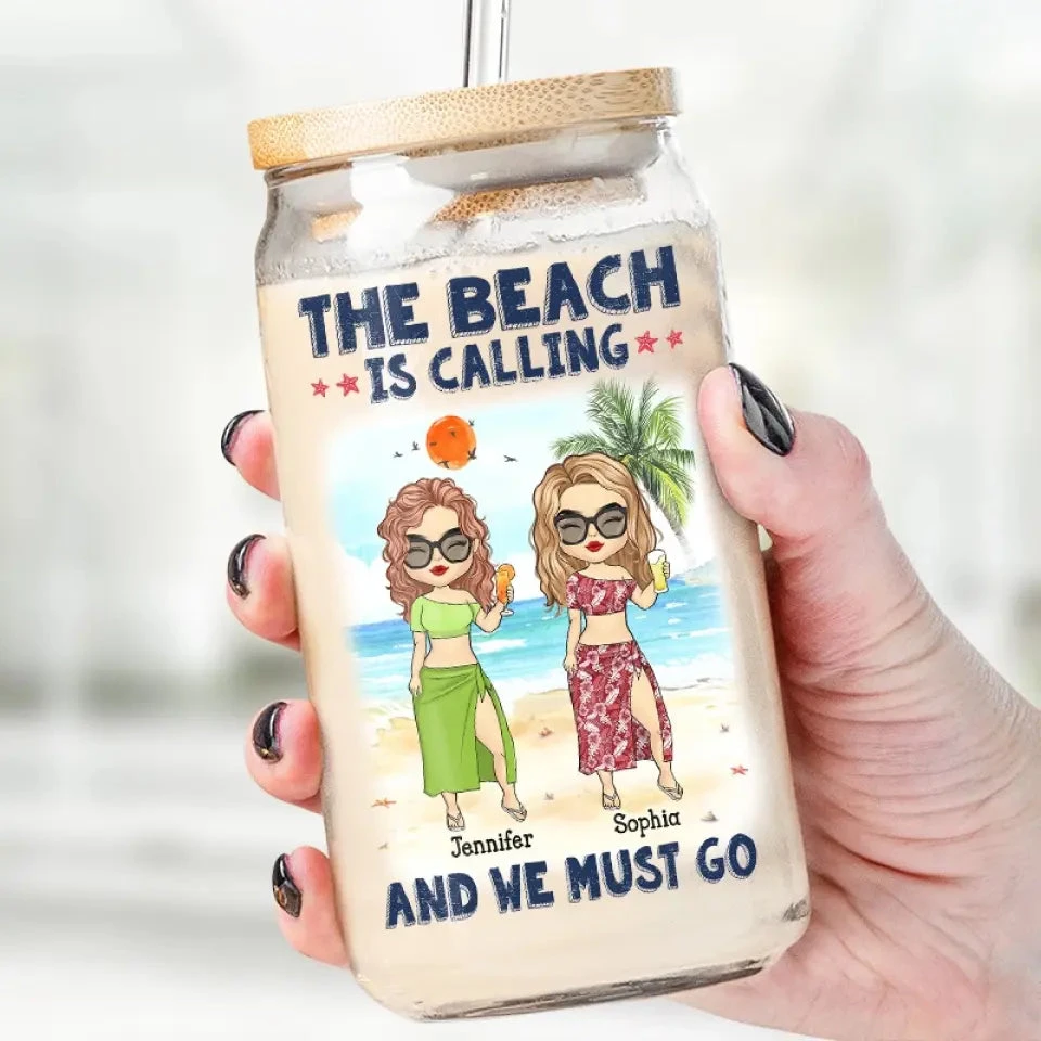 Friends Who Travel Together, Stay Together - Bestie Personalized Custom Glass Cup, Iced Coffee Cup - Summer Vacation Gift For Best Friends, BFF, Sisters 1 Friends Who Travel Together, Stay Together - Bestie Personalized Custom Glass Cup, Iced Coffee Cup - Summer Vacation Gift For Best Friends, BFF, Sisters