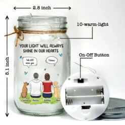 Your Light Will Always Shine In Our Hearts - Memorial Personalized Custom Mason Jar Light - Sympathy Gift For Pet Owners, Pet Lovers -Pawfect House Store 666ac9d8095dd
