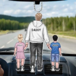 Hand In Hand, I Will Always Protect You - Family Personalized Custom Car Ornament - Acrylic Custom Shaped - Gift For Dad -Pawfect House Store 666fdeb344940