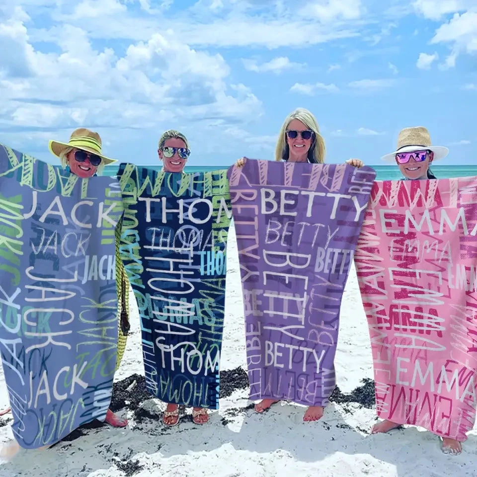 Summer Vibes - Family Personalized Custom Beach Towel - Summer Vacation Gift, Birthday Pool Party Gift For Family Members 1 Summer Vibes - Family Personalized Custom Beach Towel - Summer Vacation Gift, Birthday Pool Party Gift For Family Members