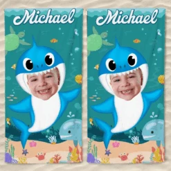Custom Photo Baby Shark - Family Personalized Custom Beach Towel - Summer Vacation Gift, Birthday Pool Party Gift For Family Members 12 Custom Photo Baby Shark - Family Personalized Custom Beach Towel - Summer Vacation Gift, Birthday Pool Party Gift For Family Members -Pawfect House Store 66714c030d426
