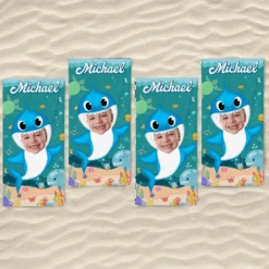 Custom Photo Baby Shark - Family Personalized Custom Beach Towel - Summer Vacation Gift, Birthday Pool Party Gift For Family Members 14 Custom Photo Baby Shark - Family Personalized Custom Beach Towel - Summer Vacation Gift, Birthday Pool Party Gift For Family Members -Pawfect House Store 66714c12f1455