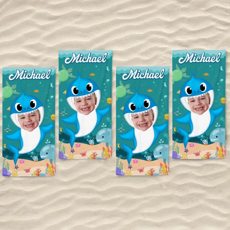 Custom Photo Baby Shark - Family Personalized Custom Beach Towel - Summer Vacation Gift, Birthday Pool Party Gift For Family Members 7 Custom Photo Baby Shark - Family Personalized Custom Beach Towel - Summer Vacation Gift, Birthday Pool Party Gift For Family Members - Image 7