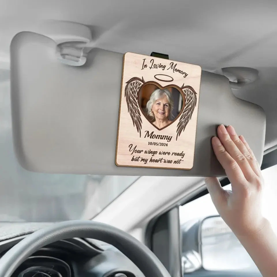 Custom Photo Your Wings Were Ready But My Heart Was Not - Memorial Personalized Custom Car Visor Clip - Sympathy Gift For Family Members 4 Custom Photo Your Wings Were Ready But My Heart Was Not - Memorial Personalized Custom Car Visor Clip - Sympathy Gift For Family Members - Image 4