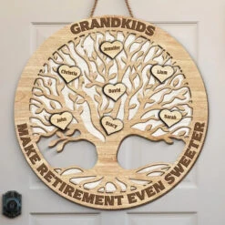 Grandkid Makes Retirement Even Sweeter - Personalized Shaped Wood Sign - Gift For Mom, Grandma