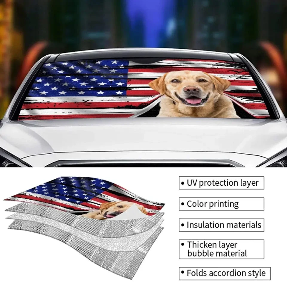 Custom Photo Happy Trip - Dog & Cat Personalized Custom Auto Windshield Sunshade, Car Window Protector - Gift For Pet Owners, Pet Lovers 4 Custom Photo Happy Trip - Dog & Cat Personalized Custom Auto Windshield Sunshade, Car Window Protector - Gift For Pet Owners, Pet Lovers - Image 4