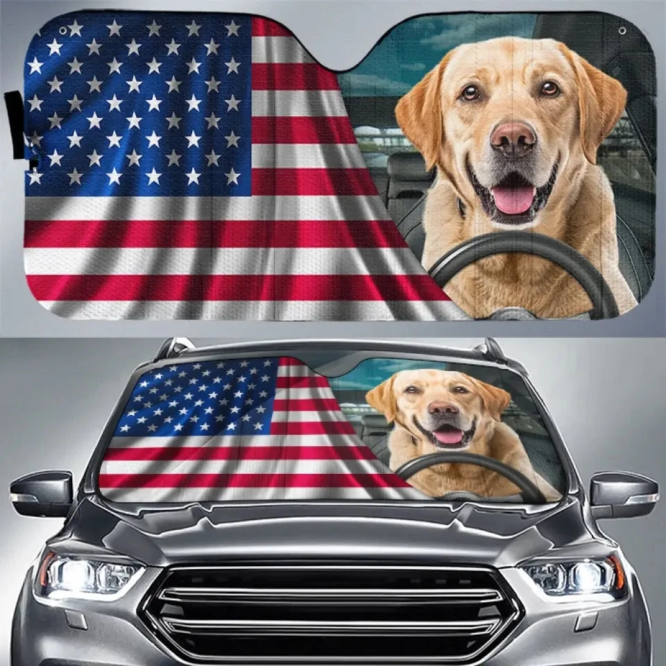 Custom Photo Happy Family Happy Trip - Dog & Cat Personalized Custom Auto Windshield Sunshade, Car Window Protector - Gift For Pet Owners, Pet Lovers 1 Custom Photo Happy Family Happy Trip - Dog & Cat Personalized Custom Auto Windshield Sunshade, Car Window Protector - Gift For Pet Owners, Pet Lovers