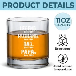 The Man, The Myth, The Whiskey Legend - Family Personalized Custom Whiskey Glass - Gift For Dad, Grandpa -Pawfect House Store 6673bf8625102