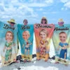 Custom Photo Wild, Barefoot, And Free - Family Personalized Custom Beach Towel - Summer Vacation Gift, Birthday Pool Party Gift For Husband Wife, Family Members