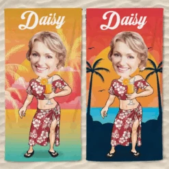 Custom Photo Beach Daze Always - Family Personalized Custom Beach Towel - Summer Vacation Gift, Birthday Pool Party Gift For Husband Wife, Family Members -Pawfect House Store 6673eb392e591