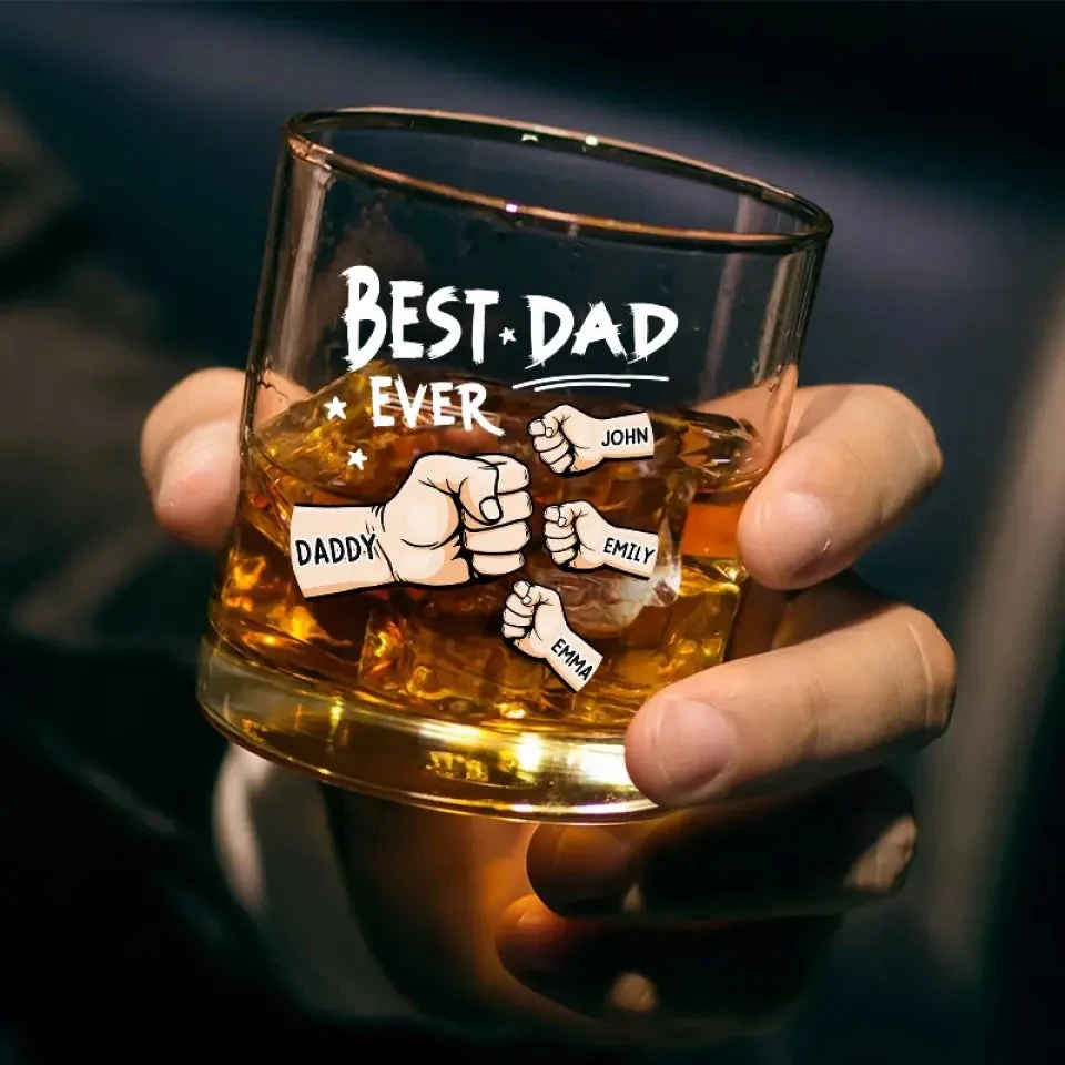 Dads Are The True Superheroes - Family Personalized Custom Whiskey Glass - Gift For Dad, Grandpa 3 Dads Are The True Superheroes - Family Personalized Custom Whiskey Glass - Gift For Dad, Grandpa - Image 3