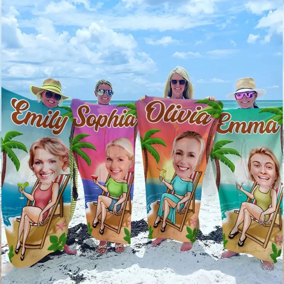 Custom Photo Summer Vibes - Family Personalized Custom Beach Towel - Summer Vacation Gift, Birthday Pool Party Gift For Family Members 1 Custom Photo Summer Vibes - Family Personalized Custom Beach Towel - Summer Vacation Gift, Birthday Pool Party Gift For Family Members