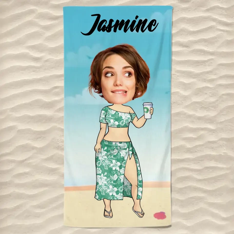 Custom Photo Call Me On My Shellphone - Family Personalized Custom Beach Towel - Summer Vacation Gift, Birthday Pool Party Gift For Husband Wife, Family Members 2 Custom Photo Call Me On My Shellphone - Family Personalized Custom Beach Towel - Summer Vacation Gift, Birthday Pool Party Gift For Husband Wife, Family Members - Image 2