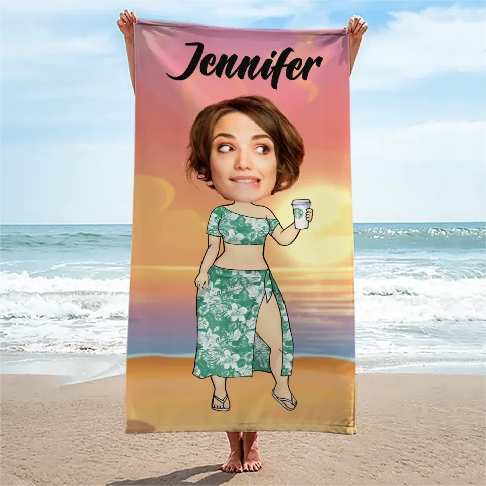 Custom Photo Call Me On My Shellphone - Family Personalized Custom Beach Towel - Summer Vacation Gift, Birthday Pool Party Gift For Husband Wife, Family Members 3 Custom Photo Call Me On My Shellphone - Family Personalized Custom Beach Towel - Summer Vacation Gift, Birthday Pool Party Gift For Husband Wife, Family Members - Image 3