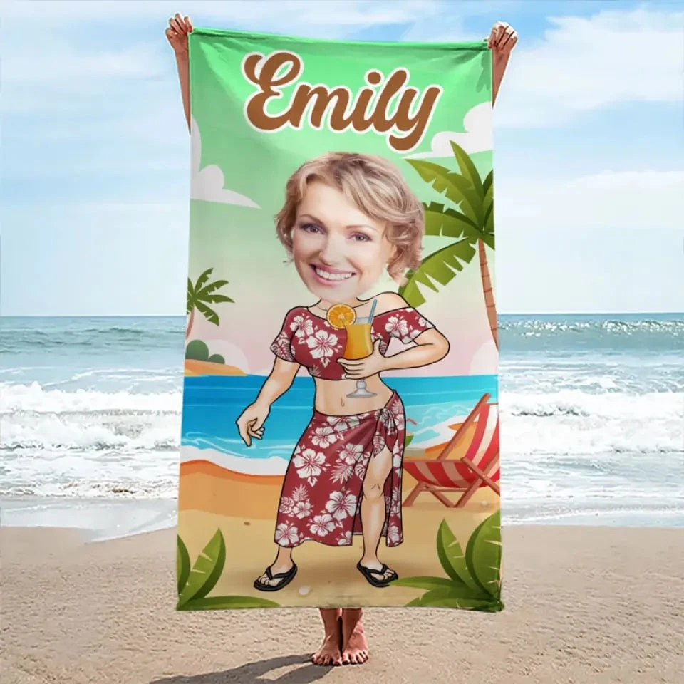 Custom Photo Vacay Vibes - Family Personalized Custom Beach Towel - Summer Vacation Gift, Birthday Pool Party Gift For Family Members 3 Custom Photo Vacay Vibes - Family Personalized Custom Beach Towel - Summer Vacation Gift, Birthday Pool Party Gift For Family Members - Image 3