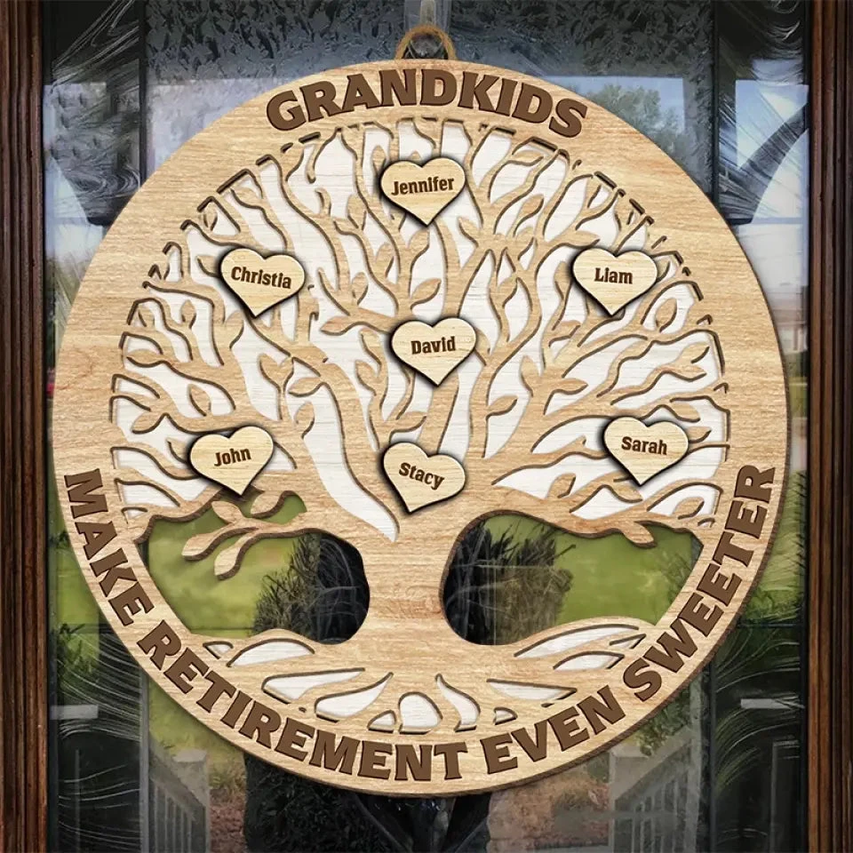 Grandkid Makes Retirement Even Sweeter - Personalized Shaped Wood Sign - Gift For Mom, Grandma 4 Grandkid Makes Retirement Even Sweeter - Personalized Shaped Wood Sign - Gift For Mom, Grandma - Image 4