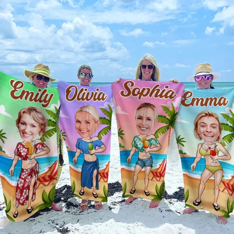 Custom Photo Vacay Vibes - Family Personalized Custom Beach Towel - Summer Vacation Gift, Birthday Pool Party Gift For Family Members 1 Custom Photo Vacay Vibes - Family Personalized Custom Beach Towel - Summer Vacation Gift, Birthday Pool Party Gift For Family Members