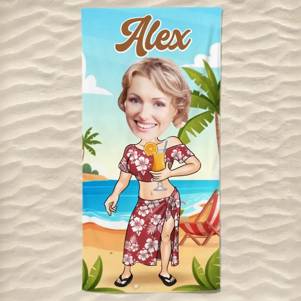 Custom Photo Vacay Vibes - Family Personalized Custom Beach Towel - Summer Vacation Gift, Birthday Pool Party Gift For Family Members 2 Custom Photo Vacay Vibes - Family Personalized Custom Beach Towel - Summer Vacation Gift, Birthday Pool Party Gift For Family Members - Image 2