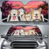 Pet Happy Journey In Sunset - Dog & Cat Personalized Custom Auto Windshield Sunshade, Car Window Protector - Gift For Pet Owners, Pet Lovers