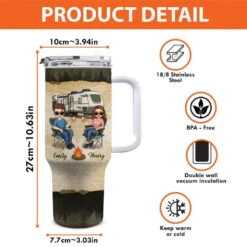 You And Me, Camping Partners For Life - Camping Personalized Custom 40 Oz Stainless Steel Tumbler With Handle - Gift For Husband Wife, Camping Lovers -Pawfect House Store 6674fa3c773c1