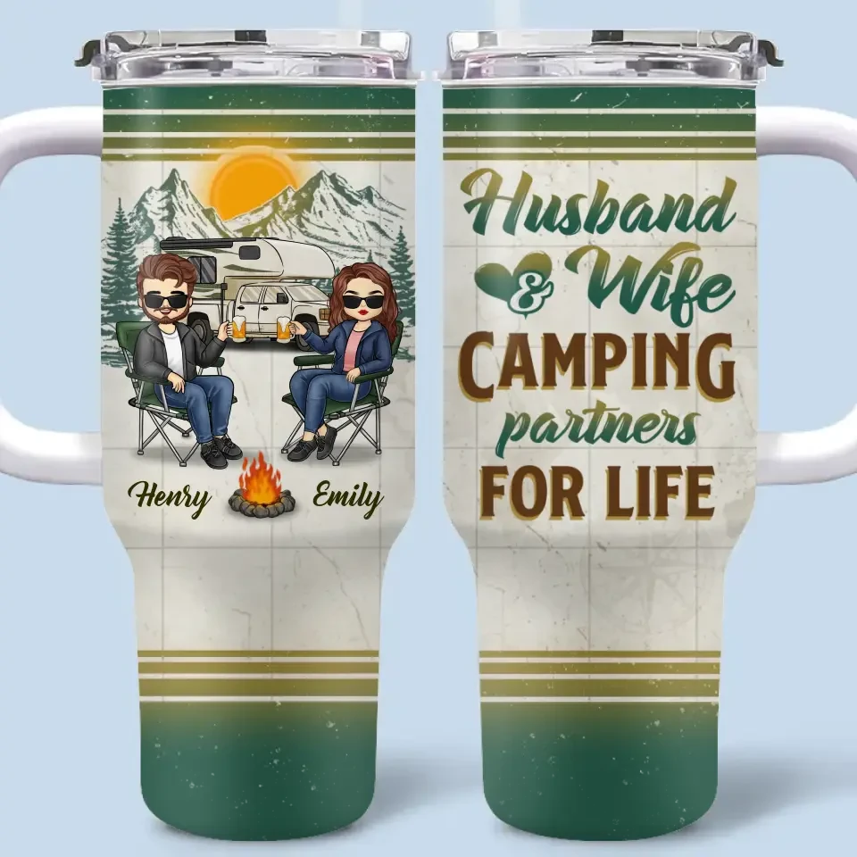 One Campsite At A Time, We Make Memories Together - Camping Personalized Custom 40 Oz Stainless Steel Tumbler With Handle - Gift For Husband Wife, Camping Lovers 2 One Campsite At A Time, We Make Memories Together - Camping Personalized Custom 40 Oz Stainless Steel Tumbler With Handle - Gift For Husband Wife, Camping Lovers - Image 2