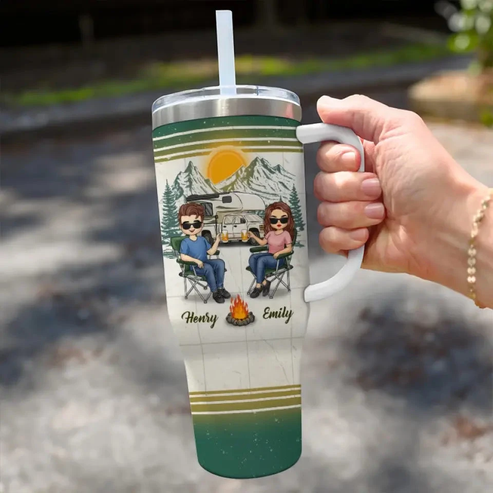 One Campsite At A Time, We Make Memories Together - Camping Personalized Custom 40 Oz Stainless Steel Tumbler With Handle - Gift For Husband Wife, Camping Lovers 3 One Campsite At A Time, We Make Memories Together - Camping Personalized Custom 40 Oz Stainless Steel Tumbler With Handle - Gift For Husband Wife, Camping Lovers - Image 3