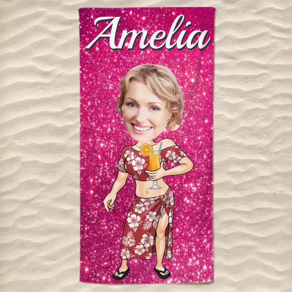 Custom Photo Running Towards The Beach And The Sun - Family Personalized Custom Beach Towel - Summer Vacation Gift, Birthday Pool Party Gift For Family Members 2 Custom Photo Running Towards The Beach And The Sun - Family Personalized Custom Beach Towel - Summer Vacation Gift, Birthday Pool Party Gift For Family Members - Image 2