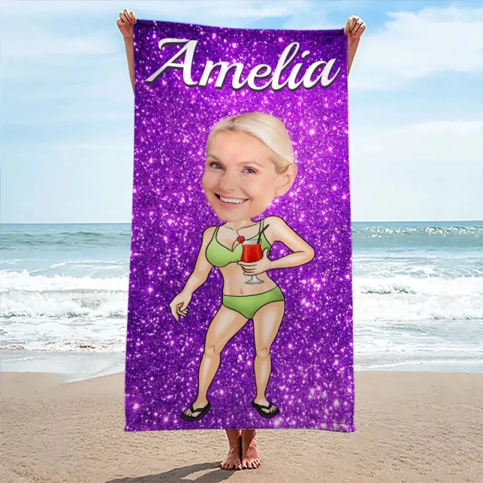 Custom Photo Running Towards The Beach And The Sun - Family Personalized Custom Beach Towel - Summer Vacation Gift, Birthday Pool Party Gift For Family Members 4 Custom Photo Running Towards The Beach And The Sun - Family Personalized Custom Beach Towel - Summer Vacation Gift, Birthday Pool Party Gift For Family Members - Image 4