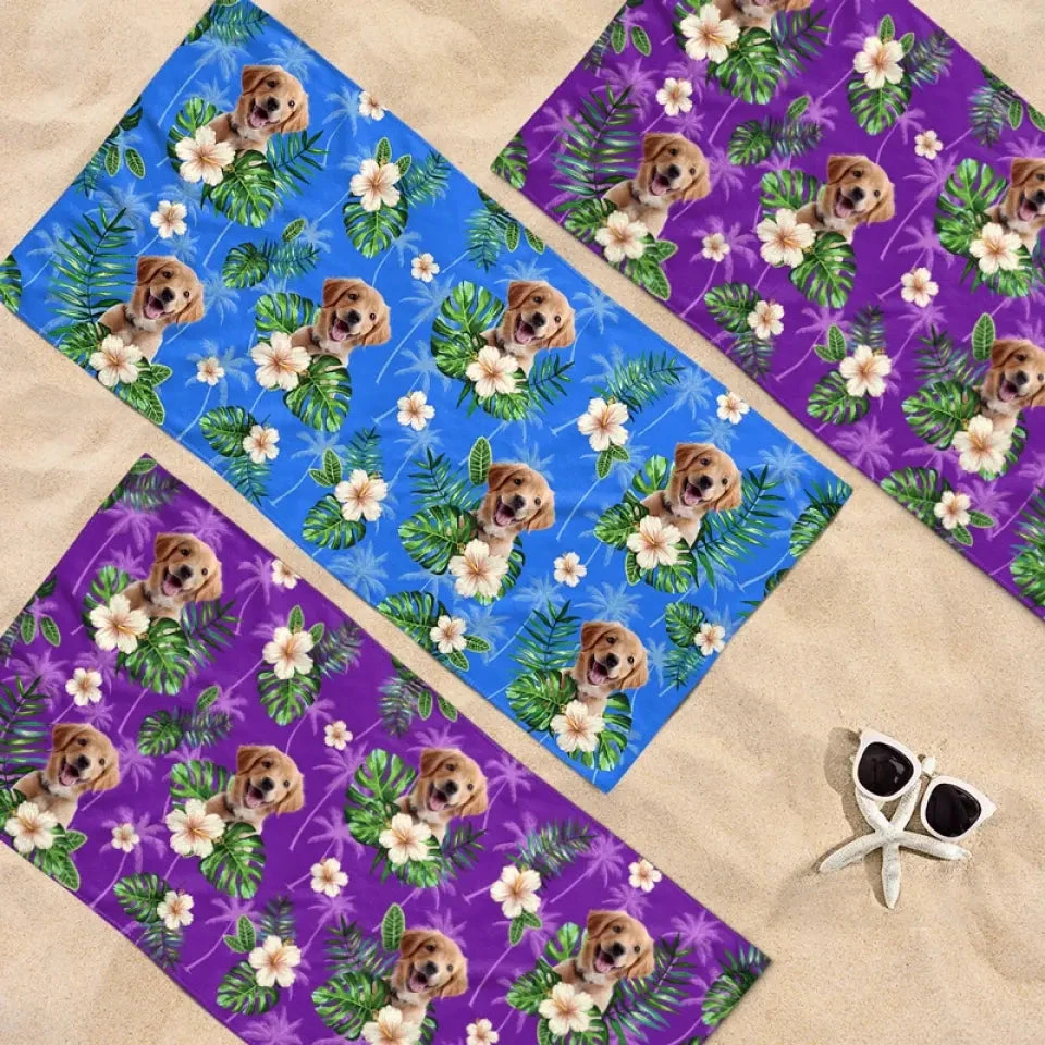 Custom Photo Hot Days, Cool Pets - Dog & Cat Personalized Custom Beach Towel - Summer Vacation Gift, Birthday Pool Party Gift For Pet Owners, Pet Lovers 3 Custom Photo Hot Days, Cool Pets - Dog & Cat Personalized Custom Beach Towel - Summer Vacation Gift, Birthday Pool Party Gift For Pet Owners, Pet Lovers - Image 3