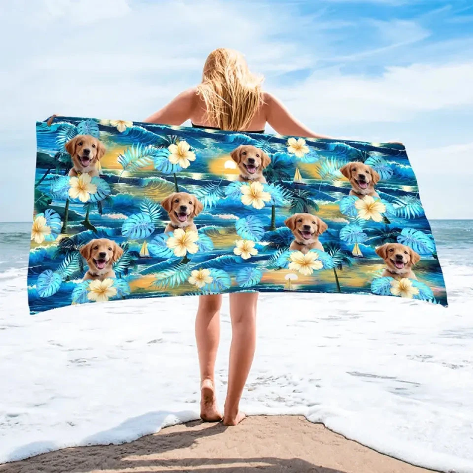 Custom Photo Vacation Mode On - Dog & Cat Personalized Custom Beach Towel - Summer Vacation Gift, Birthday Pool Party Gift For Pet Owners, Pet Lovers 1 Custom Photo Vacation Mode On - Dog & Cat Personalized Custom Beach Towel - Summer Vacation Gift, Birthday Pool Party Gift For Pet Owners, Pet Lovers