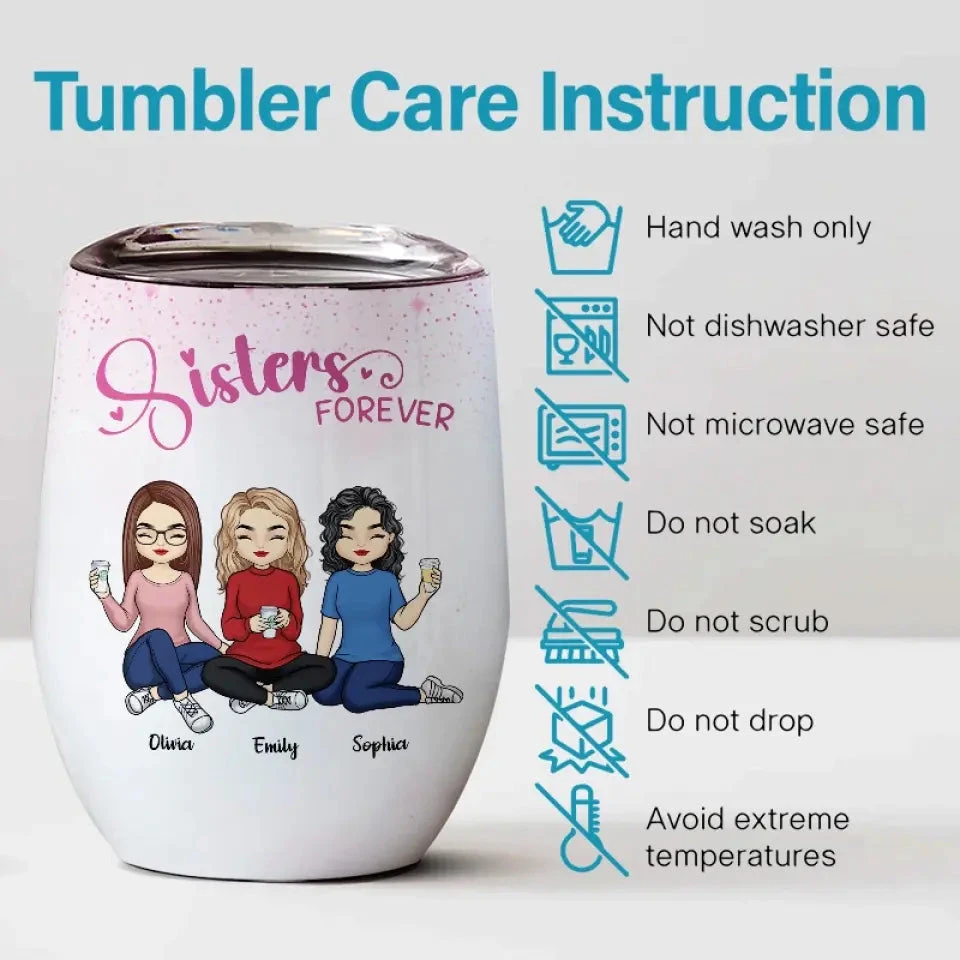 Always Sisters - Bestie Personalized Custom Wine Tumbler - Gift For Best Friends, BFF, Sisters 4 Always Sisters - Bestie Personalized Custom Wine Tumbler - Gift For Best Friends, BFF, Sisters - Image 4